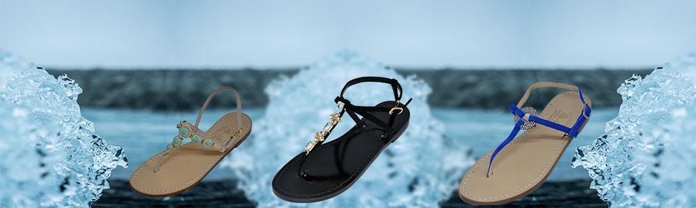 Handmade caprese sandals embellished with crystal stones